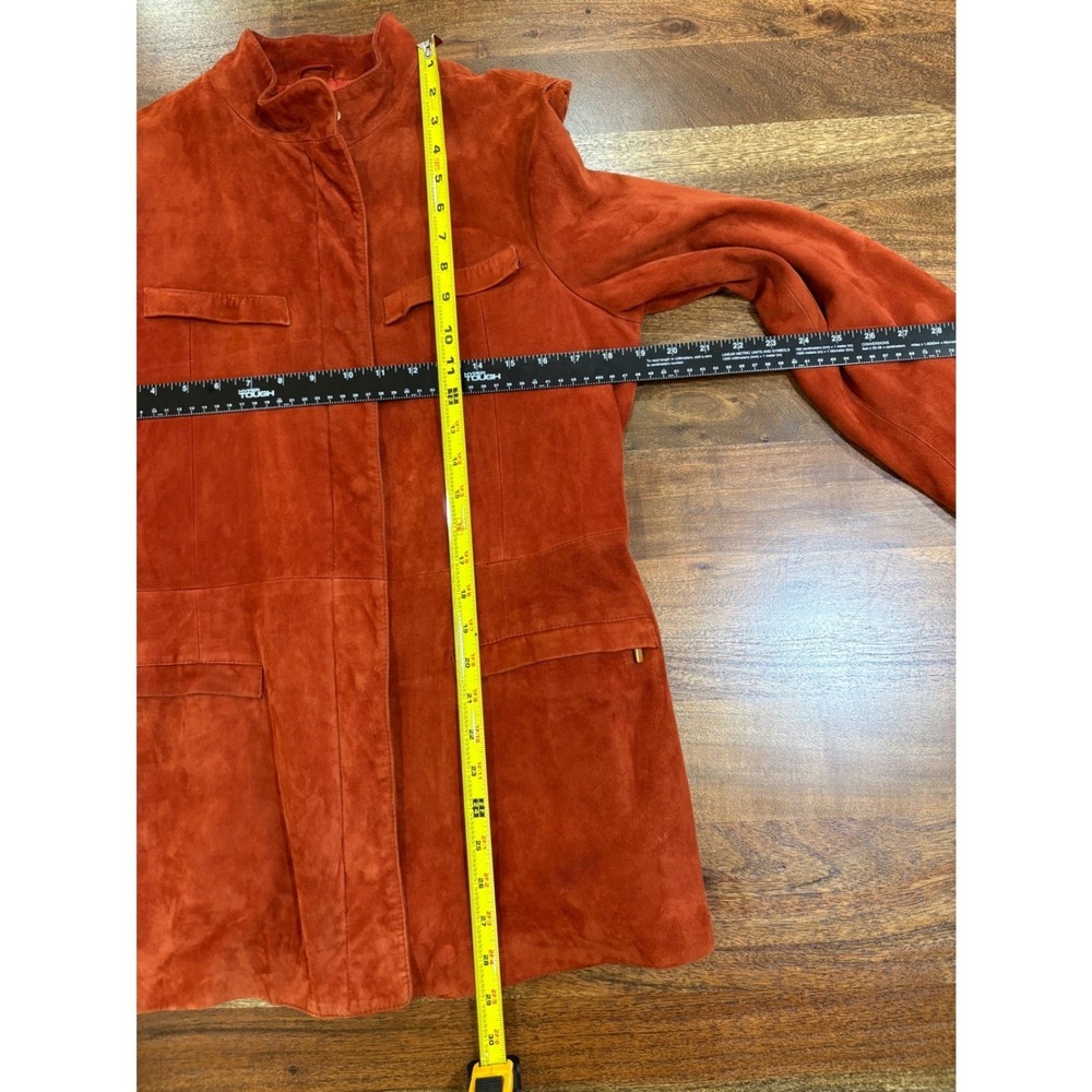 Y2K Vintage Adrienne's Vittadini Orange Suede Jacket Size 8 Made In Italy Chic - Picture 9 of 9